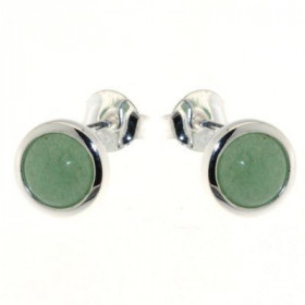 Boucles d'oreilles Argent 925 Aventurine serties de pierres de 7mm de diamètre. Diamètre du motif : 9,5mm. 