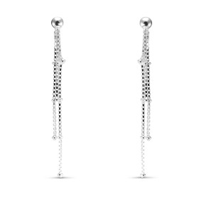 Boucles d'oreilles argent avec chaines pendantes. Longueur totale : 5,3 cm