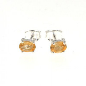 Boucles d oreilles Argent 925 Citrine serties pierres ovales 6x4mm 