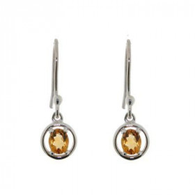 Boucles d oreilles Argent 925 Citrine, pierres 6x4mm, hauteur : 2,3cm 