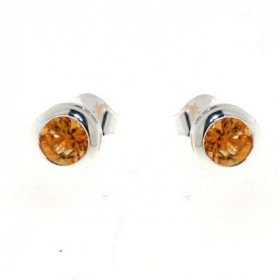 Boucles d oreilles Argent 925 Citrine serties pierres 5mm diamètre 