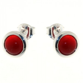  Boucles d oreilles Argent 925 Cornaline serties pierres 7mm diam&egrave;tre Diam&egrave;tre du motif : 9,5mm 