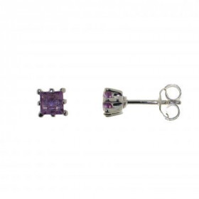 Boucles d oreilles Argent 925 Améthyste serties pierres 4mm