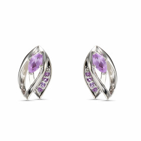 Boucles d oreilles Argent Améthyste Navette Motif Argent 925 rhodié mesurant 12x7mm Chaque boucle est sertie d une pierre ...