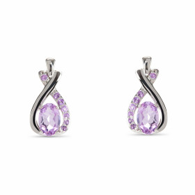 Boucles d oreilles Argent Améthyste Ovale 6x4mm Motif Argent 925 rhodié mesurant 14.5x7.5mm Chaque boucle est sertie d une...