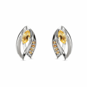 Boucles d oreilles Argent Citrine Navette Motif Argent 925 rhodié mesurant 12x7mm Chaque boucle est sertie d une pierre ta...