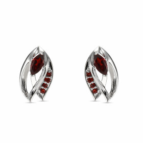 Boucles d oreilles Argent Grenat Navette Motif Argent 925 rhodié mesurant 12x7mm Chaque boucle est sertie d une pierre tai...
