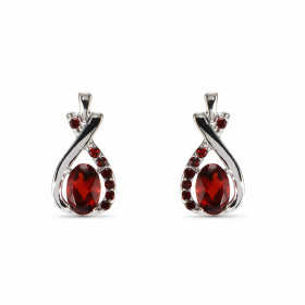 Boucles d oreilles Argent Grenat Ovale 6x4mm Motif Argent 925 rhodié mesurant 14.5x7.5mm Chaque boucle est sertie d une pi...