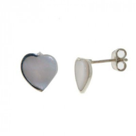 Boucles d oreilles Argent 925 Nacre , petits coeurs 10x10mm