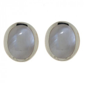 Boucles d'oreilles Argent 925 Nacre , motif oval ondulé de 14x16mm