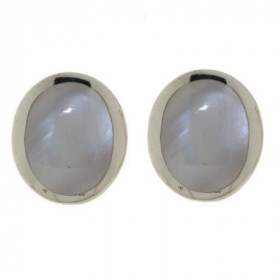 Boucles d oreilles Argent 925 Nacre , motif oval ondulé 14x16mm
