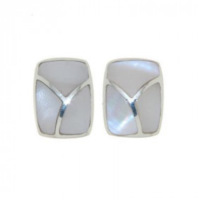 Boucles d oreilles Argent 925 Nacre blanche Dimensions d un rectangle : 12x10mm