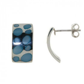 Boucles d oreilles Argent 925 Nacre , motif ondulé 17x9mm incrustion nacre