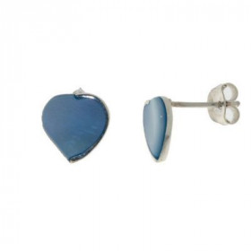 Boucles d'oreilles Argent 925 Nacre , petits coeurs de 10x10mm