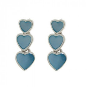 Boucles d oreilles Argent 925 Nacre composées 3 petits coeurs, longueur : 2cm