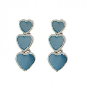 Boucles d'oreilles Argent 925 Nacre composées de 3 petits coeurs, longueur : 2cm