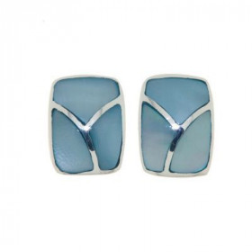 Boucles d oreilles Argent 925 Nacre bleue Dimensions d un rectangle : 12x10mm