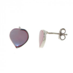 Boucles d oreilles Argent 925 Nacre , petits coeurs 10x10mm