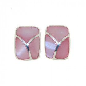  Boucles d oreilles Argent 925 "Nacre rose" Dimensions d un rectangle : 12x10mm 