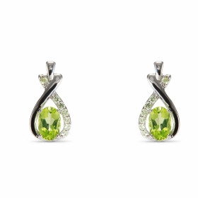 Boucles d oreilles Argent Péridot Ovale 6x4mm Motif Argent 925 rhodié mesurant 14.5x7.5mm Chaque boucle est sertie d une p...