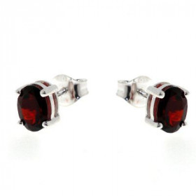 Boucles d oreilles Argent 925 Grenat serties pierres 7 x 5 mm 