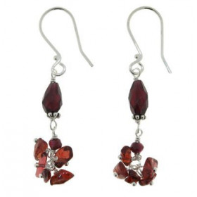 Boucles d oreilles Argent 925 Grenat pendantes, longueur : 50mm
