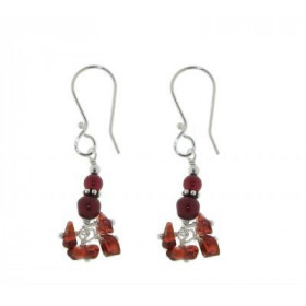 Boucles d oreilles Argent 925 Grenat pendantes, longueur : 42mm