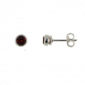 Boucles d'oreilles Argent  Grenat Rond 4.5mm