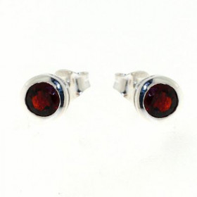 Boucles d'oreilles Argent  Grenat Rond 5mm