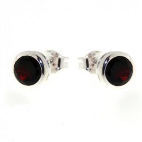 Boucles d oreilles Argent 925 Grenat serties pierres 6mm diamètre 