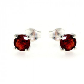 Puces d oreilles serties pierres rondes Chaque Grenat mesure 6mm diamètre, elles sont maintenues sur cette monture par 4 g...