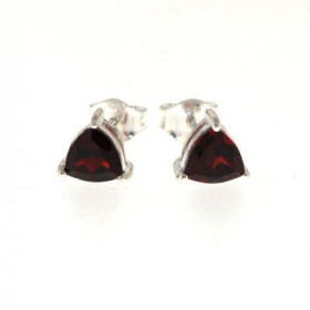 Boucles d oreilles Argent 925 Grenat serties pierres taille trillion 6mm coté 