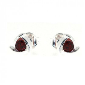 Boucles d'oreilles Argent 925 Grenat. . Dimensions du motif : 7.5 x 8 mm. Diamètre des pierres : 3.5mm. 