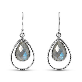 Boucles d oreilles Pendantes Argent Labradorite Ces boucles d oreilles sont serties pierres facettées taillées poire Les d...