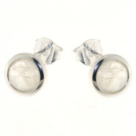 Boucles d'oreilles Argent 925 Labradorite serties de pierres de 7mm de diamètre. Diamètre du motif : 9,5mm. 