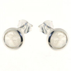 Boucles d oreilles Argent 925 Labradorite serties pierres 7mm diamètre Diamètre du motif : 9,5mm 