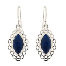 Boucles d oreilles Pendantes Argent Lapis Lazuli Ces boucles d oreilles sont serties pierres taillées marquise Les dimensi...