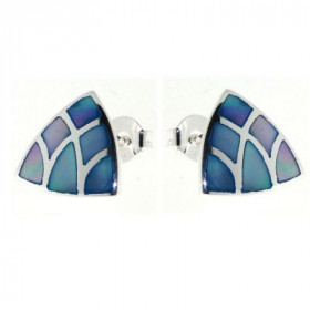 Bleue Boucles d'oreilles Argent 925 Nacre Bleue. Dimensions du motif : 14 x 14mm. 