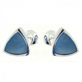 Bleue Boucles d'oreilles Argent 925 Nacre Bleue. Dimensions du motif : 10 x 10mm. 
