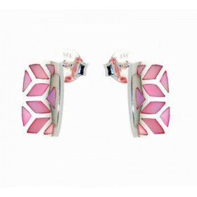 Rose Boucles d'oreilles Argent 925 Nacre Rose. Dimensions du motif : 14 x 8mm. 