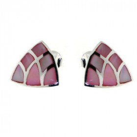 Boucles d'oreilles Argent  Nacre Rose Triangle