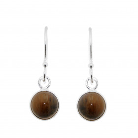 Boucles d oreilles Pendantes Argent Oeil tigre Ces boucles d oreilles sont serties pierres rondes taillées cabochon Le dia...