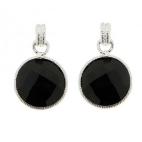 Boucles d'oreilles Argent Onyx Rondes 14mm