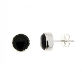 Puces d oreilles Argent Onyx Ces boucles d oreilles sont serties d onyx ronds taillés cabochon Le diamètre des pierres est...
