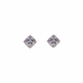 Boucles d'oreilles Argent 925 Oxyde de Zirconium Violet clair (couleur lavande) serties de pierres carrées de 5mm, chaton ...