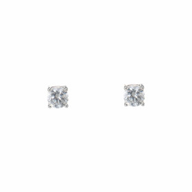  Puces d oreilles serties d Oxydes zirconium ronds Les pierres mesurent 4mm diamètre Elles sont maintenues sur monture par...