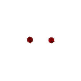 Boucles d'oreilles Argent 925 Oxyde de Zirconium Rouge serties de pierres de 3mm, chaton 6 griffes