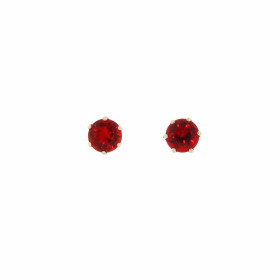 Boucles d'oreilles Argent 925 Oxyde de Zirconium Rouge serties de pierres de 5mm, chaton 6 griffes