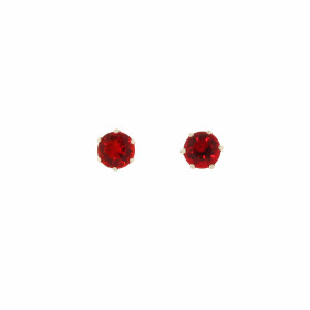 Boucles d oreilles Argent 925 Oxyde Zirconium Rouge serties pierres 5mm, chaton 6 griffes