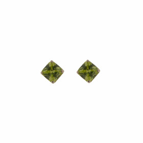 Boucles d oreilles Argent 925 Oxyde Zirconium Vert (couleur péridot) serties pierres carrées 5mm, chaton 4 griffes